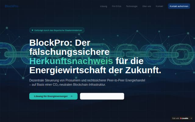 Verkleinerte Startseite von BlockPro
