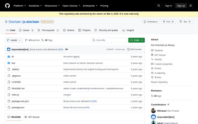 Verkleinerte Startseite von js-doichain und Meteor-Bibliotheken