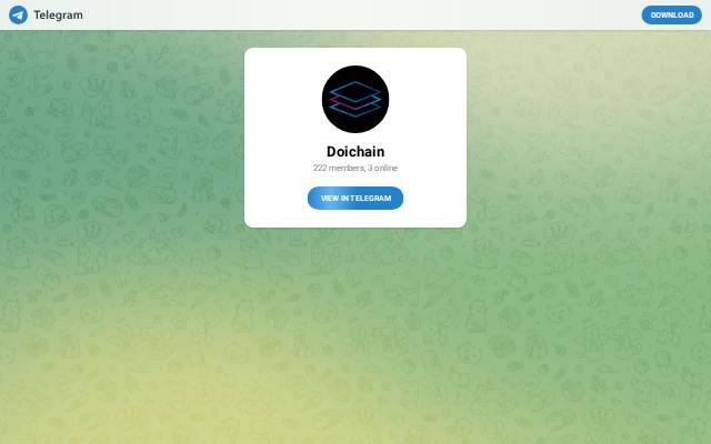 Verkleinerte Startseite von Telegram-Gruppe Doichain