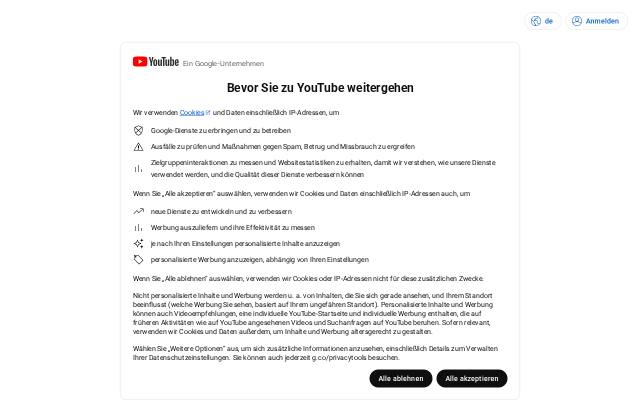 Verkleinerte Startseite von Doichain auf YouTube
