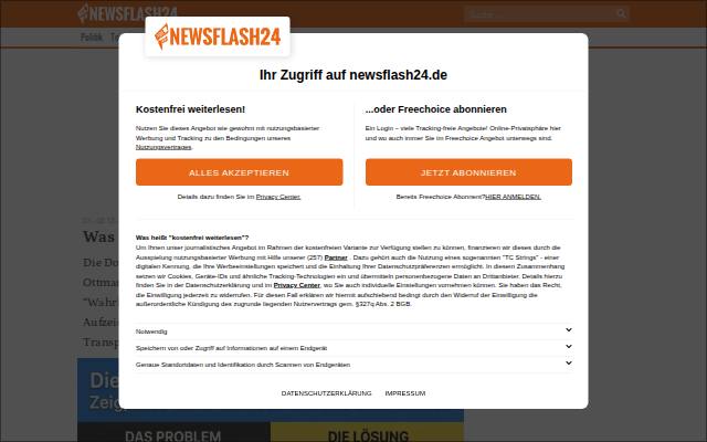 Verkleinerte Startseite von Newsflash24: Was Bayerns Blockchain gegen Fake News leistet