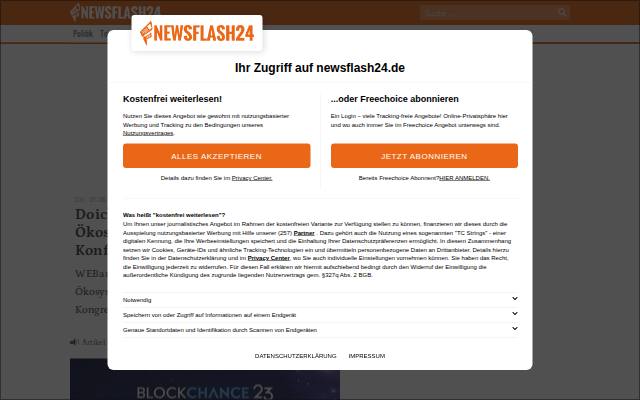 Verkleinerte Startseite von Newsflash24: Doichain auf der BLOCKCHANCE23