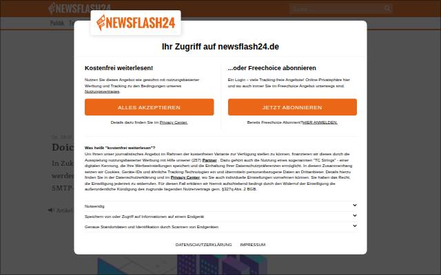 Verkleinerte Startseite von Newsflash24: Doichain einfach erklärt