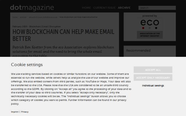 Verkleinerte Startseite von dotmagazine: How Blockchain Can Help Make Email Better