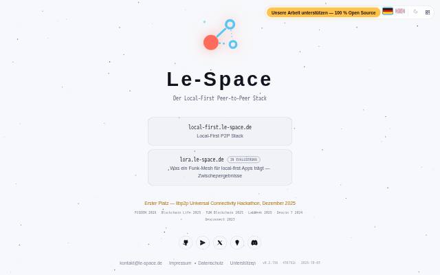 Verkleinerte Startseite von Le-Space