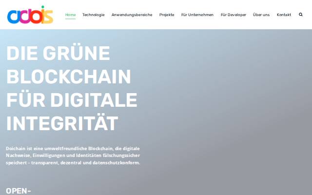 Verkleinerte Startseite von ADOIS