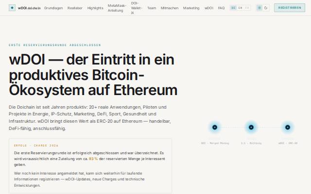 Verkleinerte Startseite von wDOI Join Hub